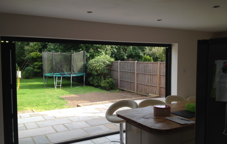 Completed extension, porch and patio in Horley.